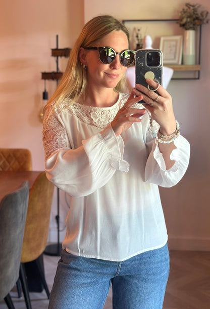 Blouse blanche dentelle T.36
