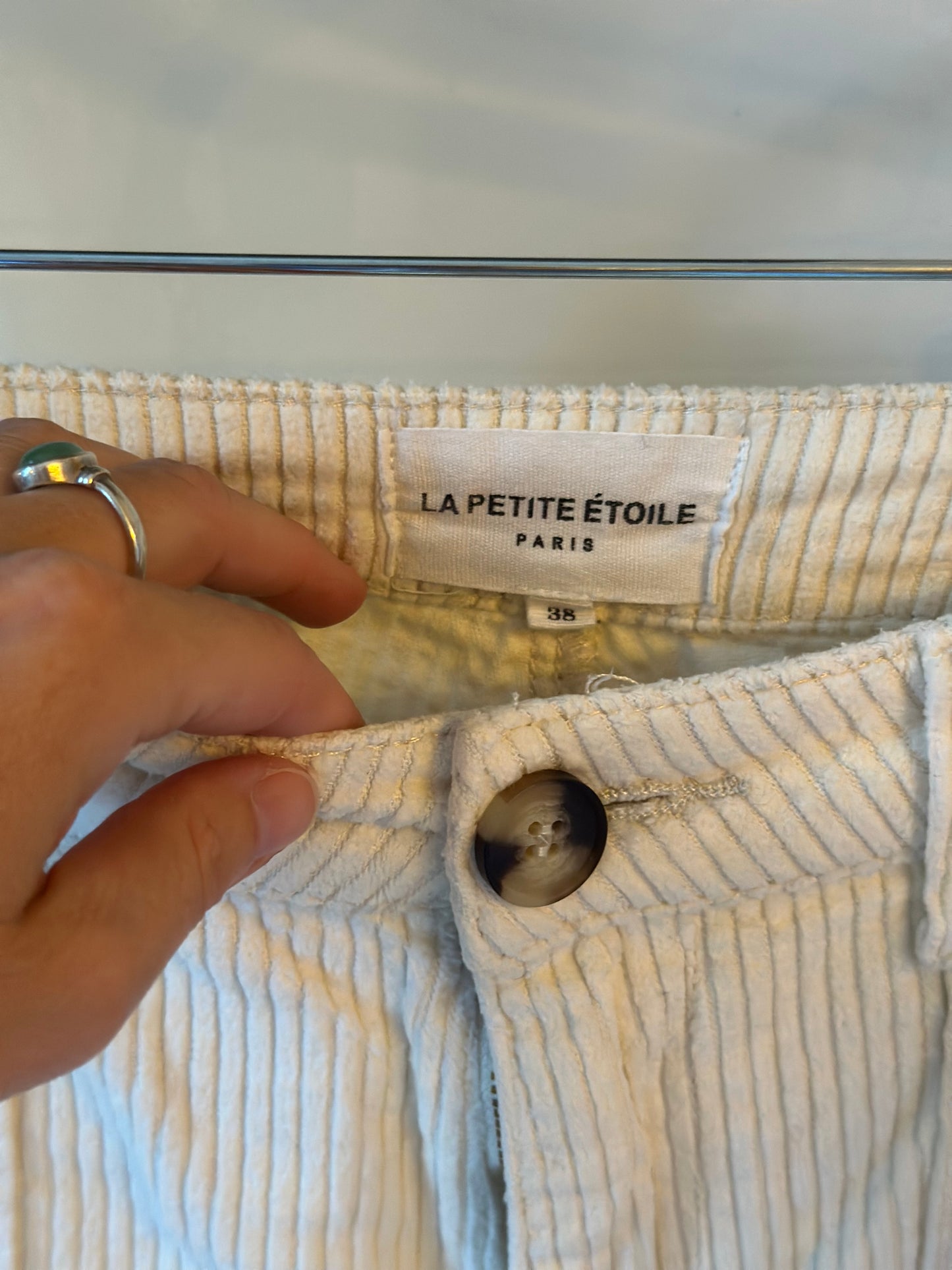Pantalon velours côtelé écru T.38