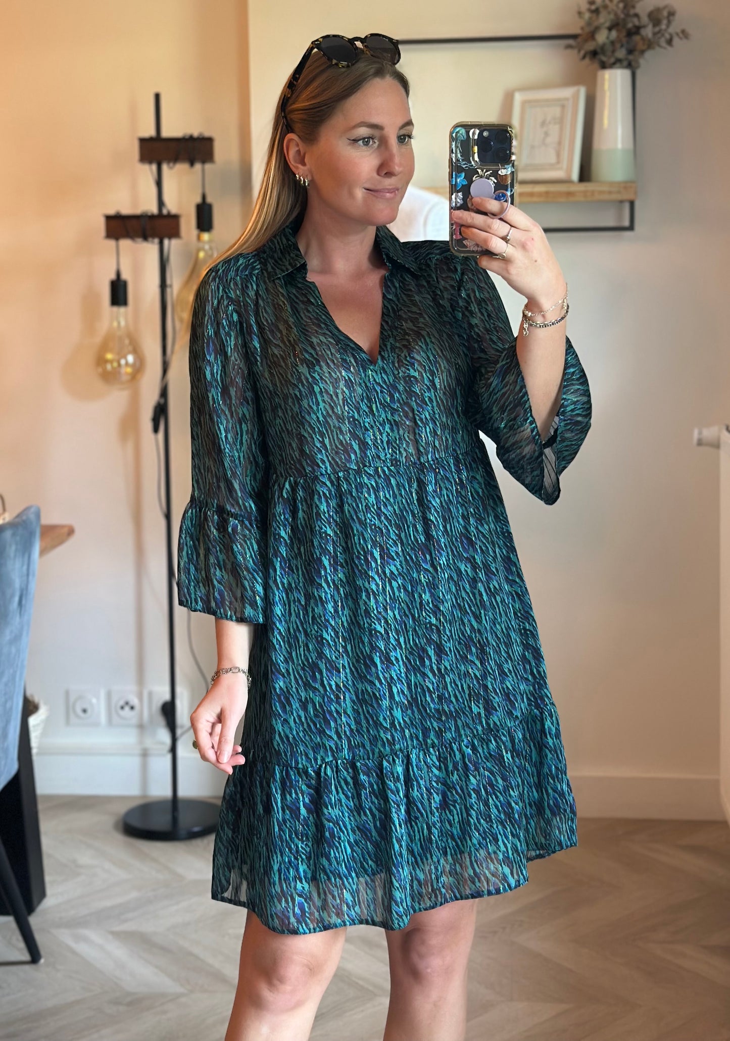 Robe d’été fluide à motifs bleus, T.36