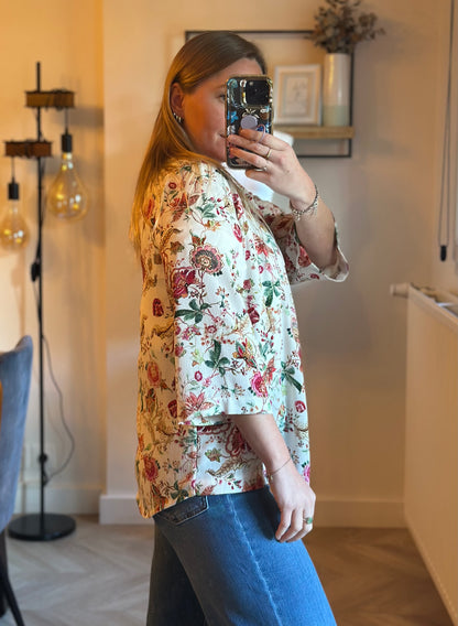Veste kimono fluide imprimé floral T.40