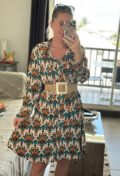 Robe imprimée a motifs colorées esprit bohème T.38