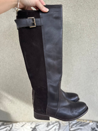 Bottes cavalières bi-matière cuir marron P.37