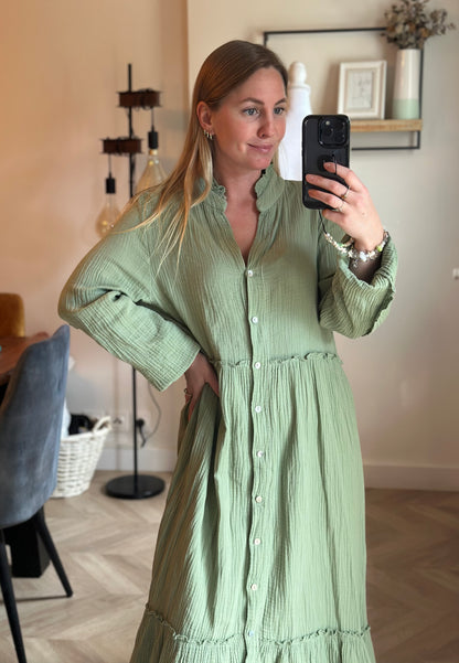 Robe gaze de coton vert clair T.U (36 au 44)