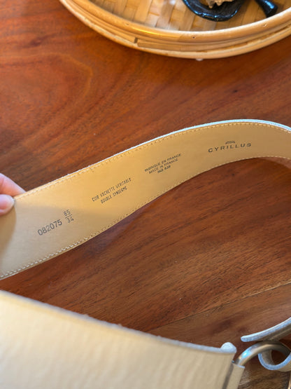 Ceinture blanc crème en cuir modèle vintage 20s’