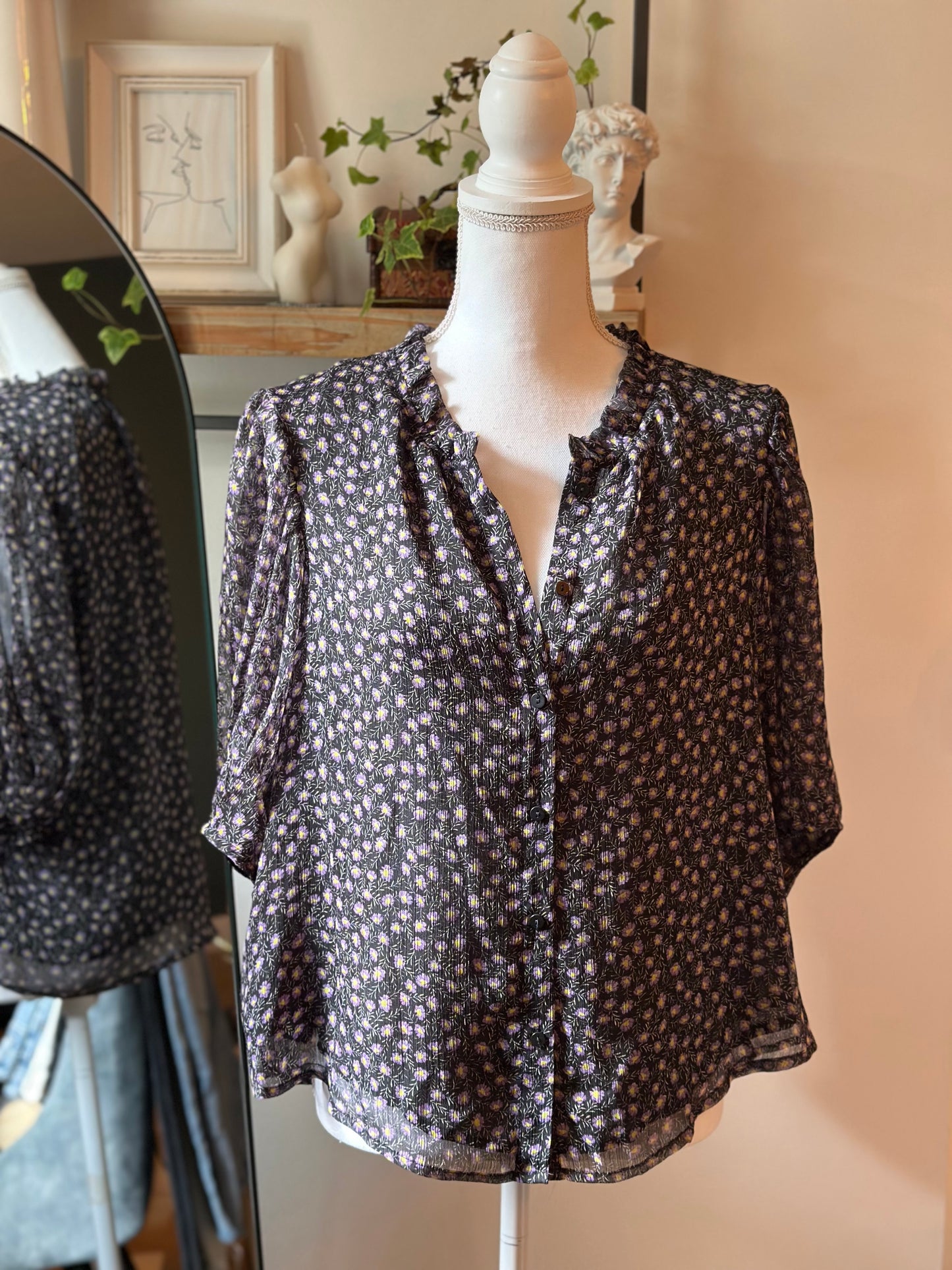 Blouse fluide motifs fleuris lila T.38
