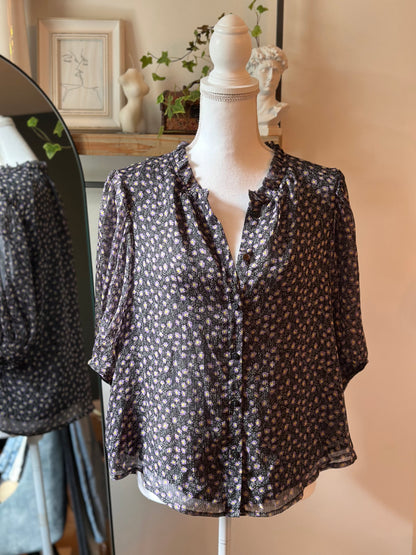 Blouse fluide motifs fleuris lila T.38