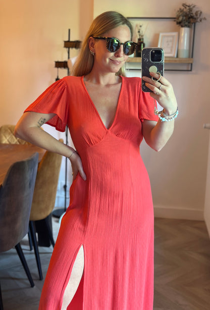 Robe midi modèle Jet corail tropical T.36
