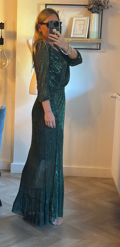 Robe longue vert métallisé – T.36 Neuve étiquette