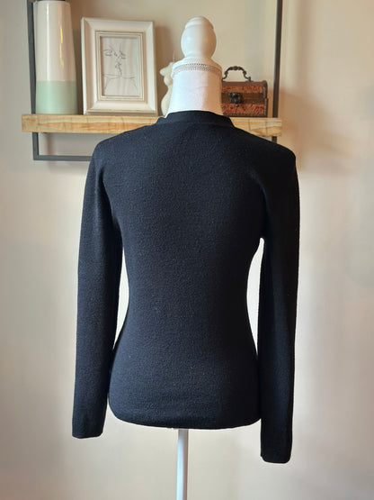 Cardigan noir boutons métal laine T.36