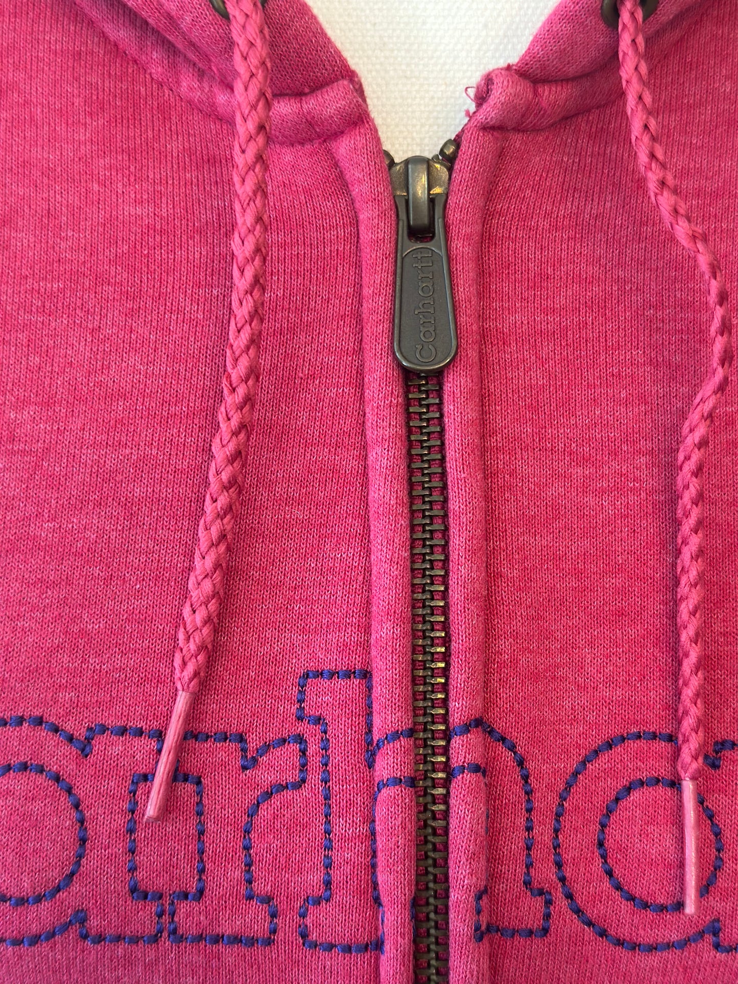 Sweat zippé à capuche rose logo brodé T.38