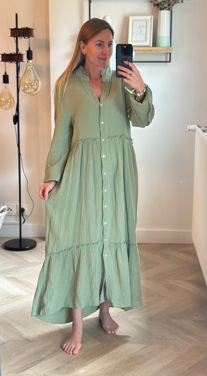 Robe gaze de coton vert clair T.U (36 au 44)