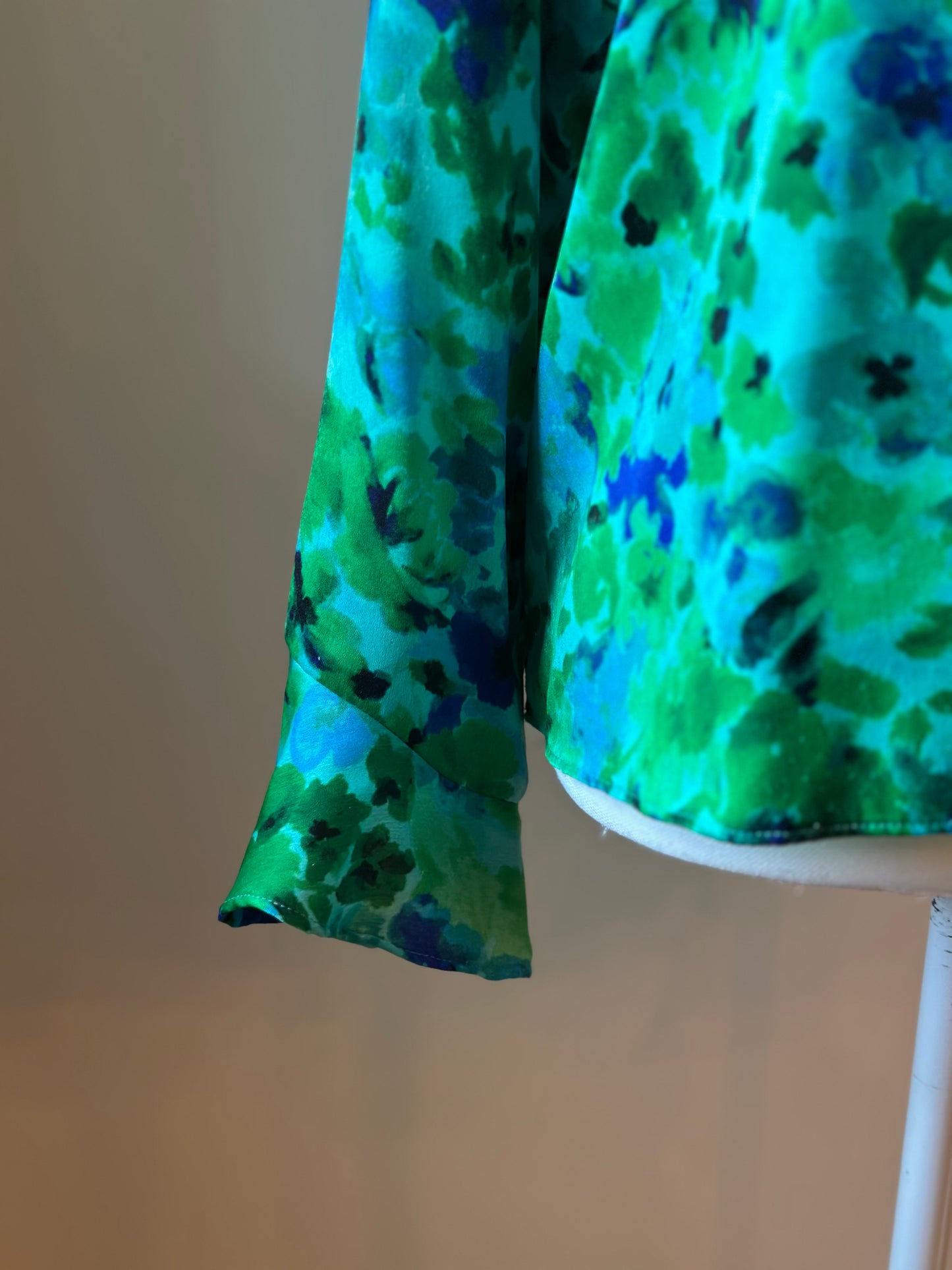 Blouse fluide imprimé fleuri vert T.40