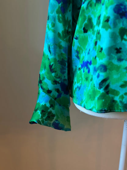 Blouse fluide imprimé fleuri vert T.40