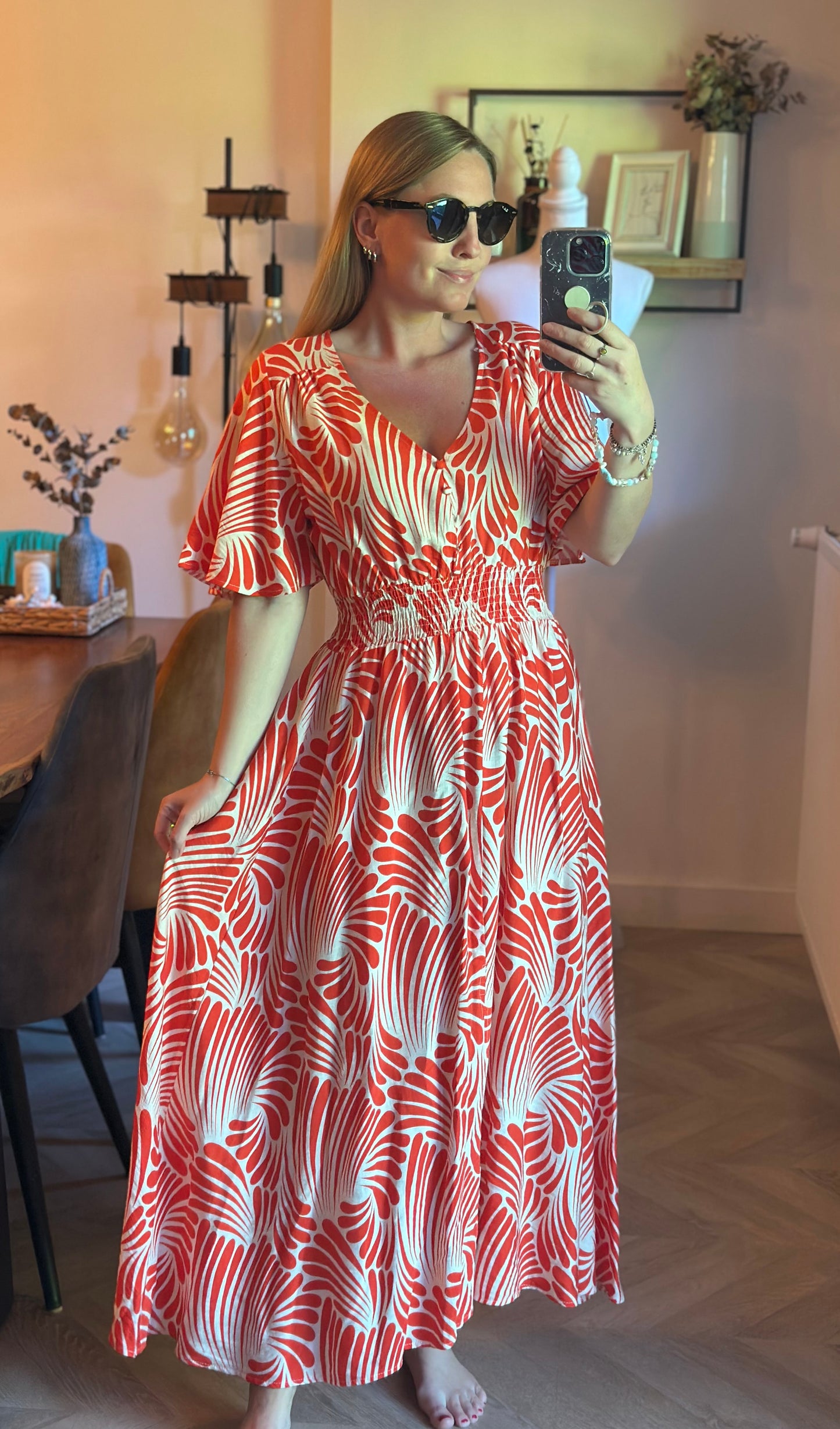 Robe longue imprimé corail T.36/38