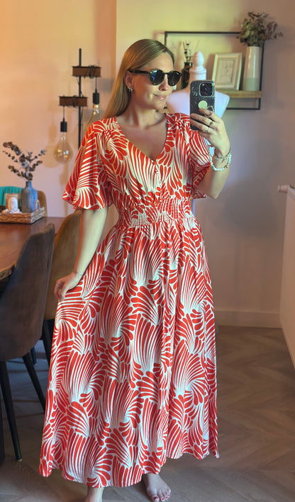 Robe longue imprimé corail T.36/38