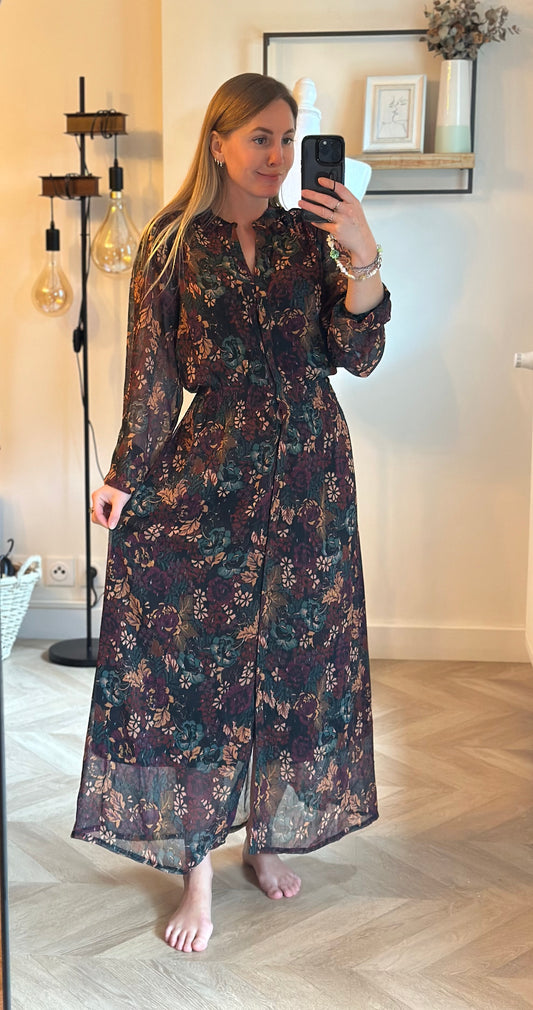 Robe longue fluide imprimé fleurs T.40