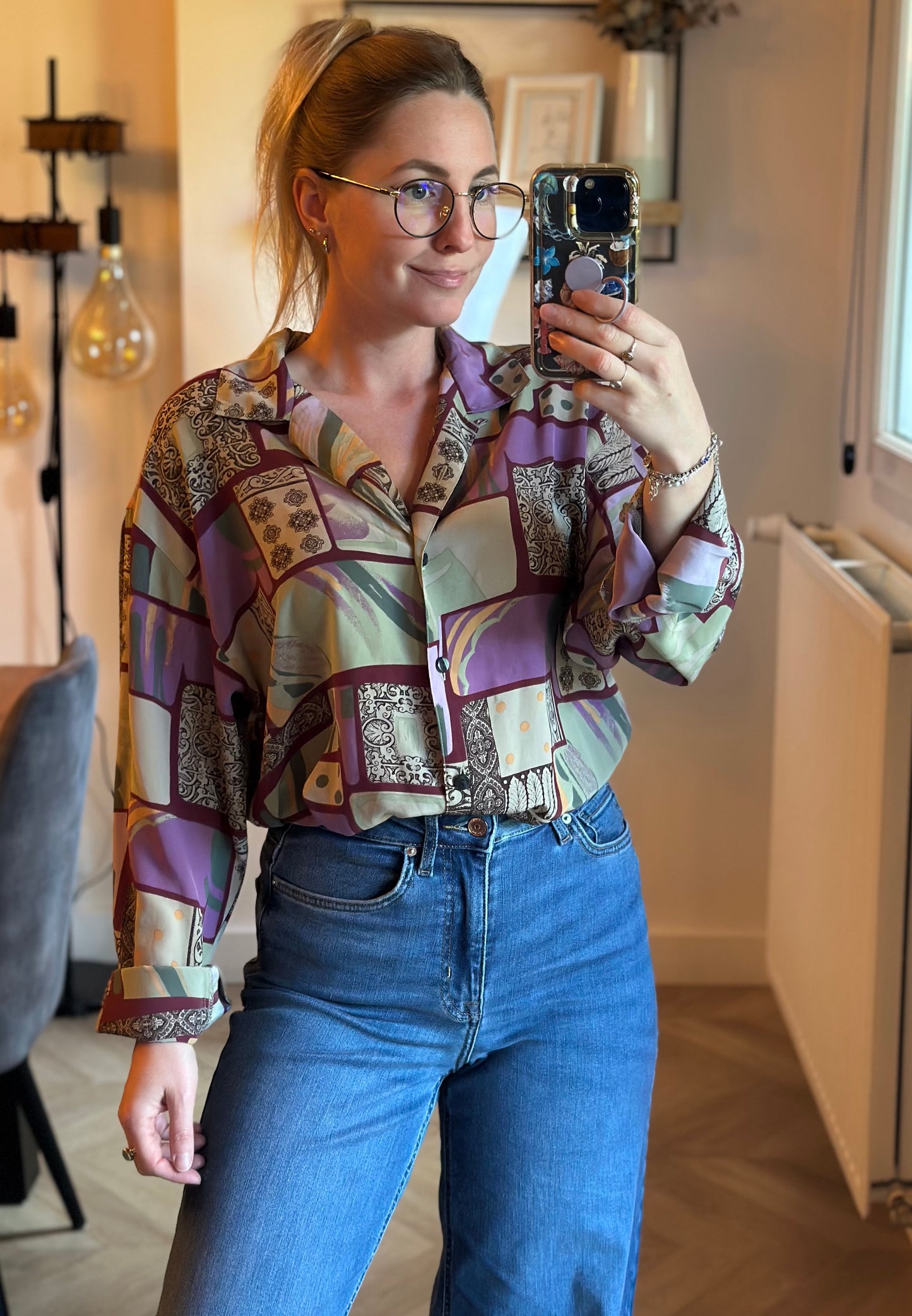 Chemise vintage imprimé patchwork T.U