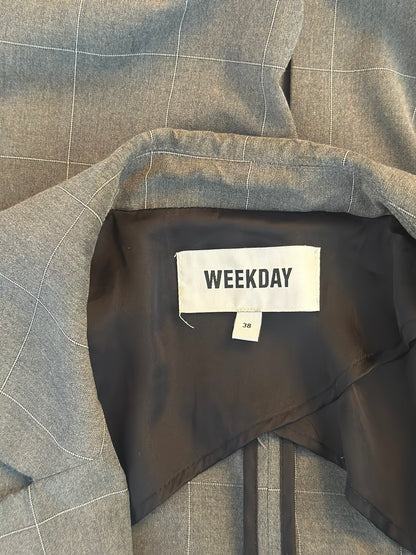 Veste blazer oversize gris à carreaux T.38