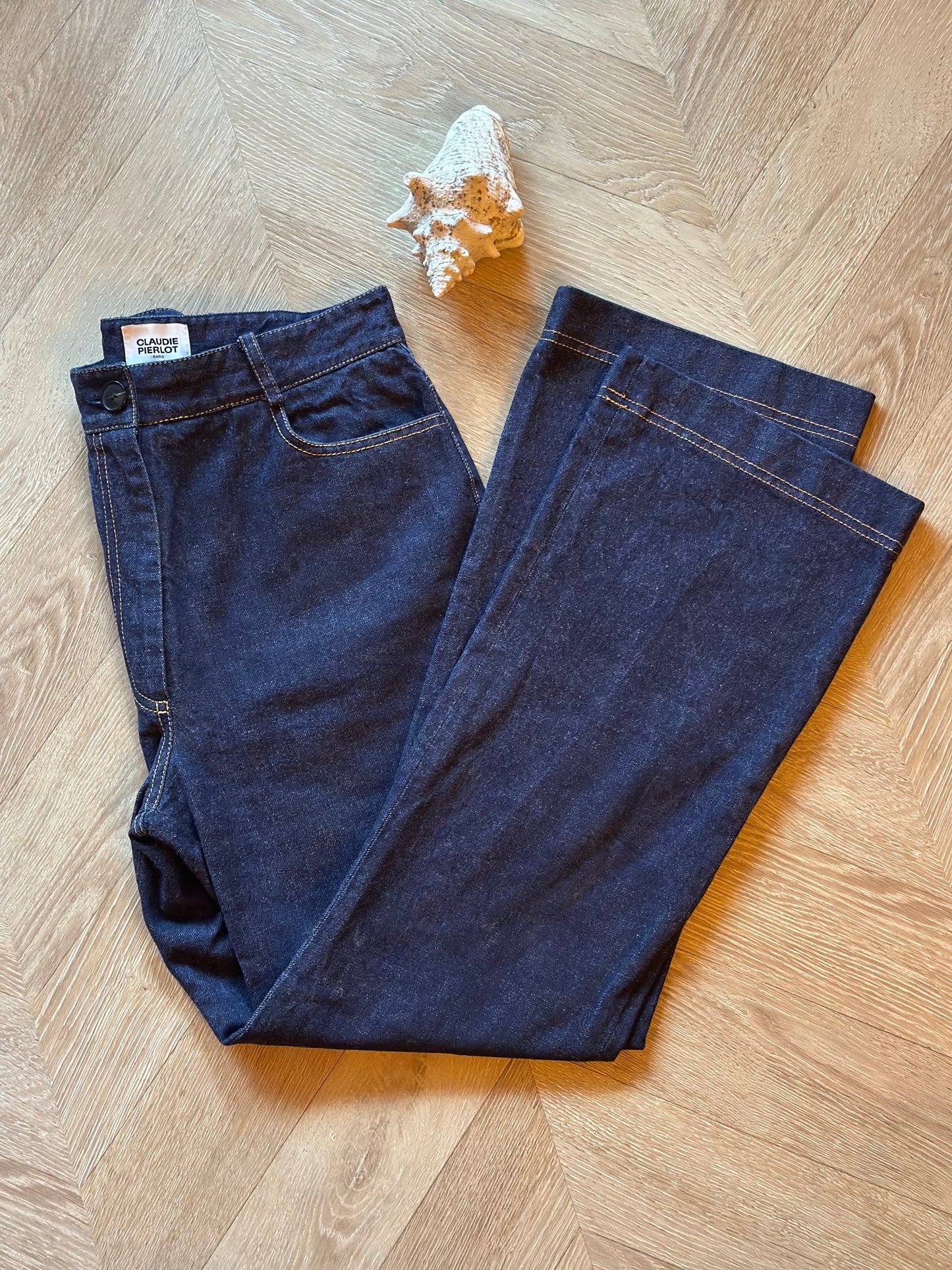 Jean flare denim brut Claudie Pierlot modèle Paolo Court T.36