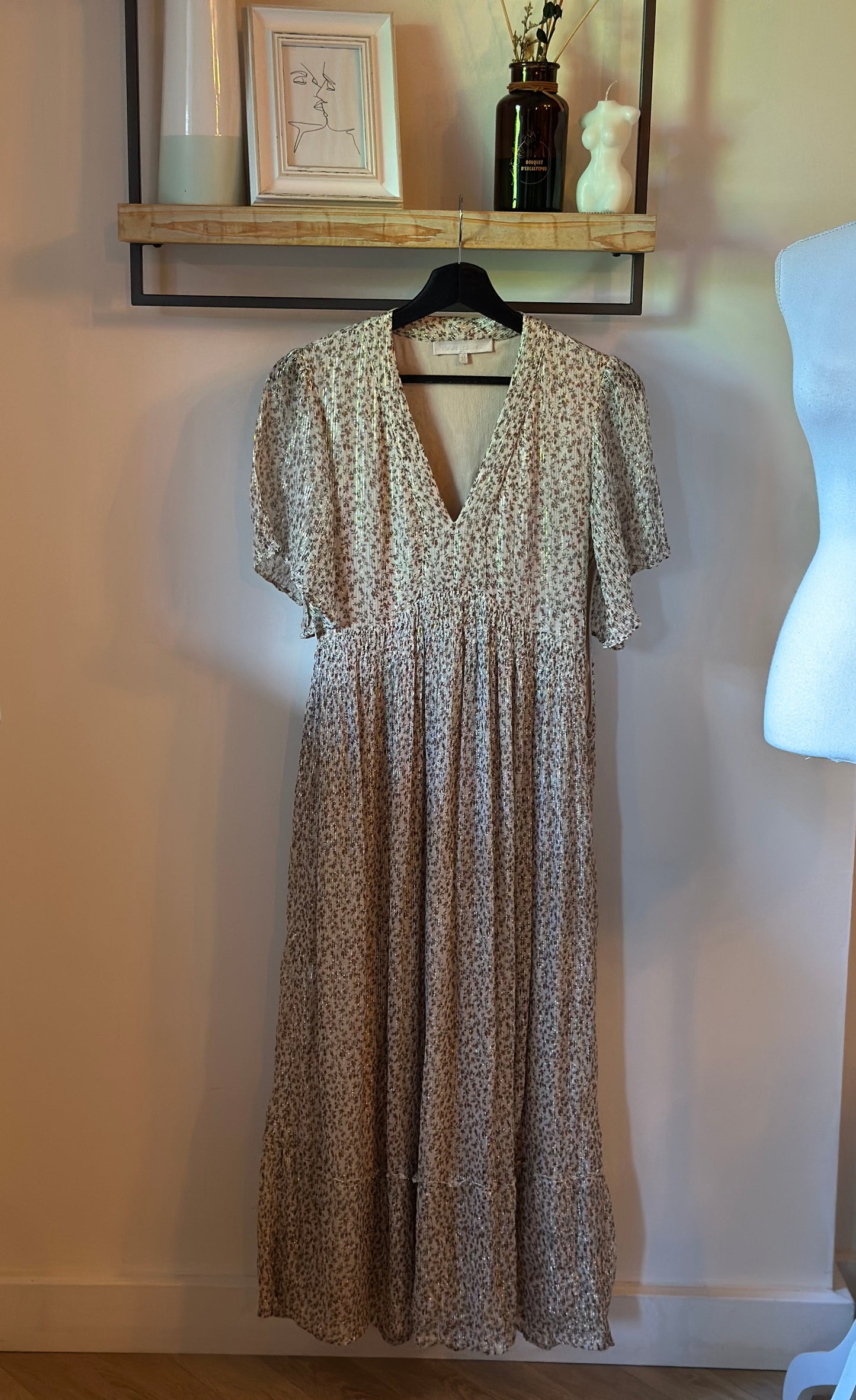 Robe longue plissée fleurie lurex Vanessa Bruno - taille 34