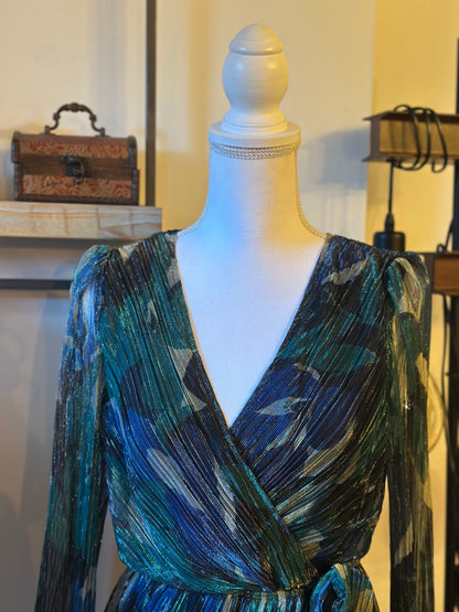 Robe plissée imprimée à fils brillants T.36