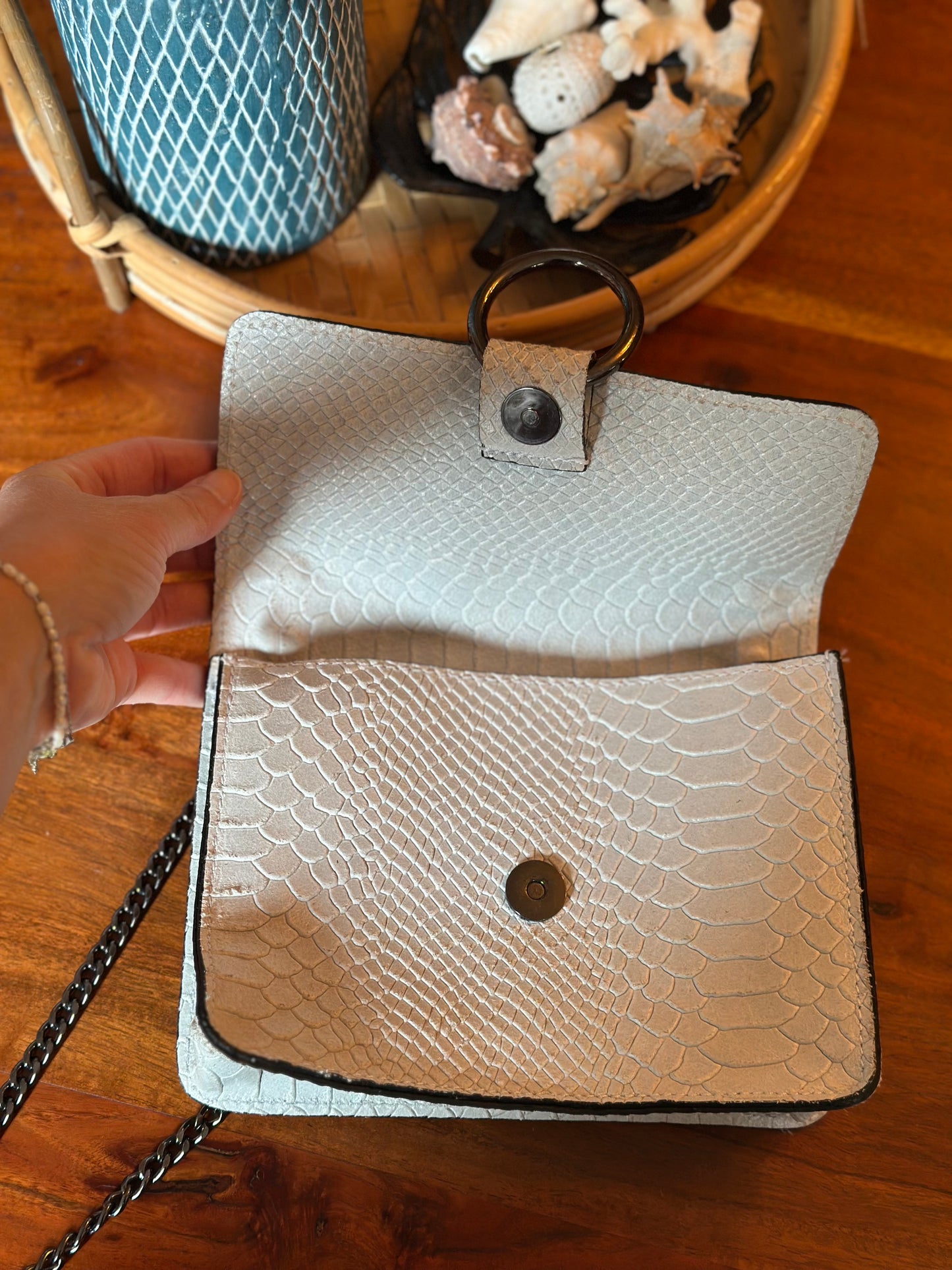 Sac à bandoulière en cuir blanc en cuir fabriqué en Italie