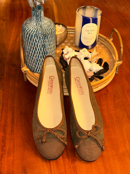 Ballerines Giesswein Vision Walk en daim kaki et marron P.39