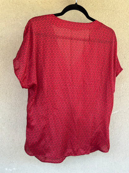 Blouse effet satiné – imprimé fleuri col V T.44