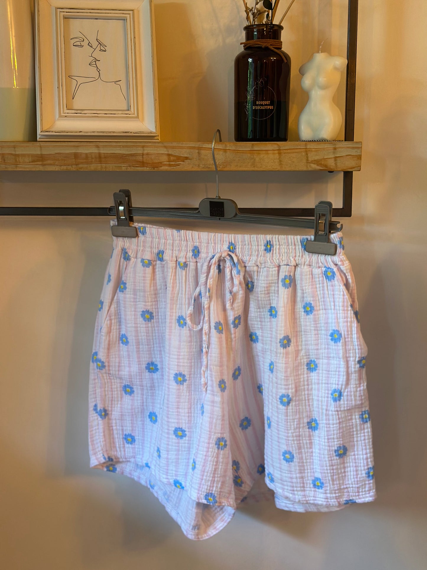 Ensemble 2 pièces imprimé fleurs en gaze de coton Made in Italy T.U