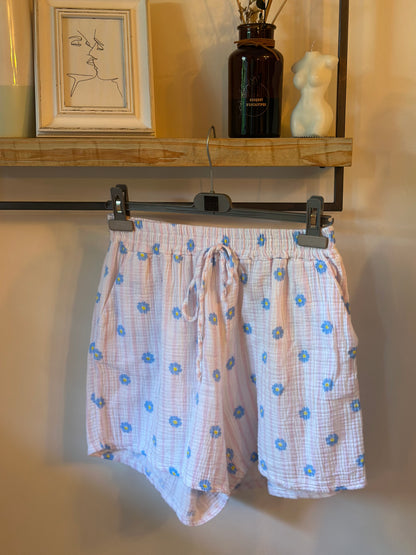 Ensemble 2 pièces imprimé fleurs en gaze de coton Made in Italy T.U