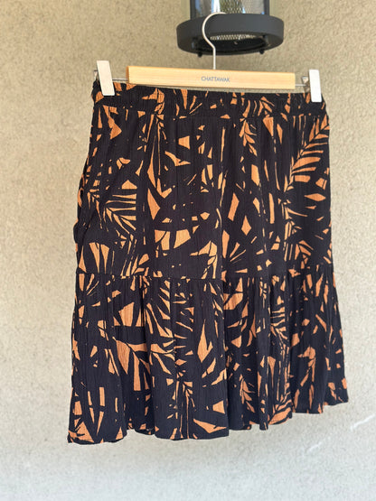 Jupe fluide en viscose marron et noire T.38