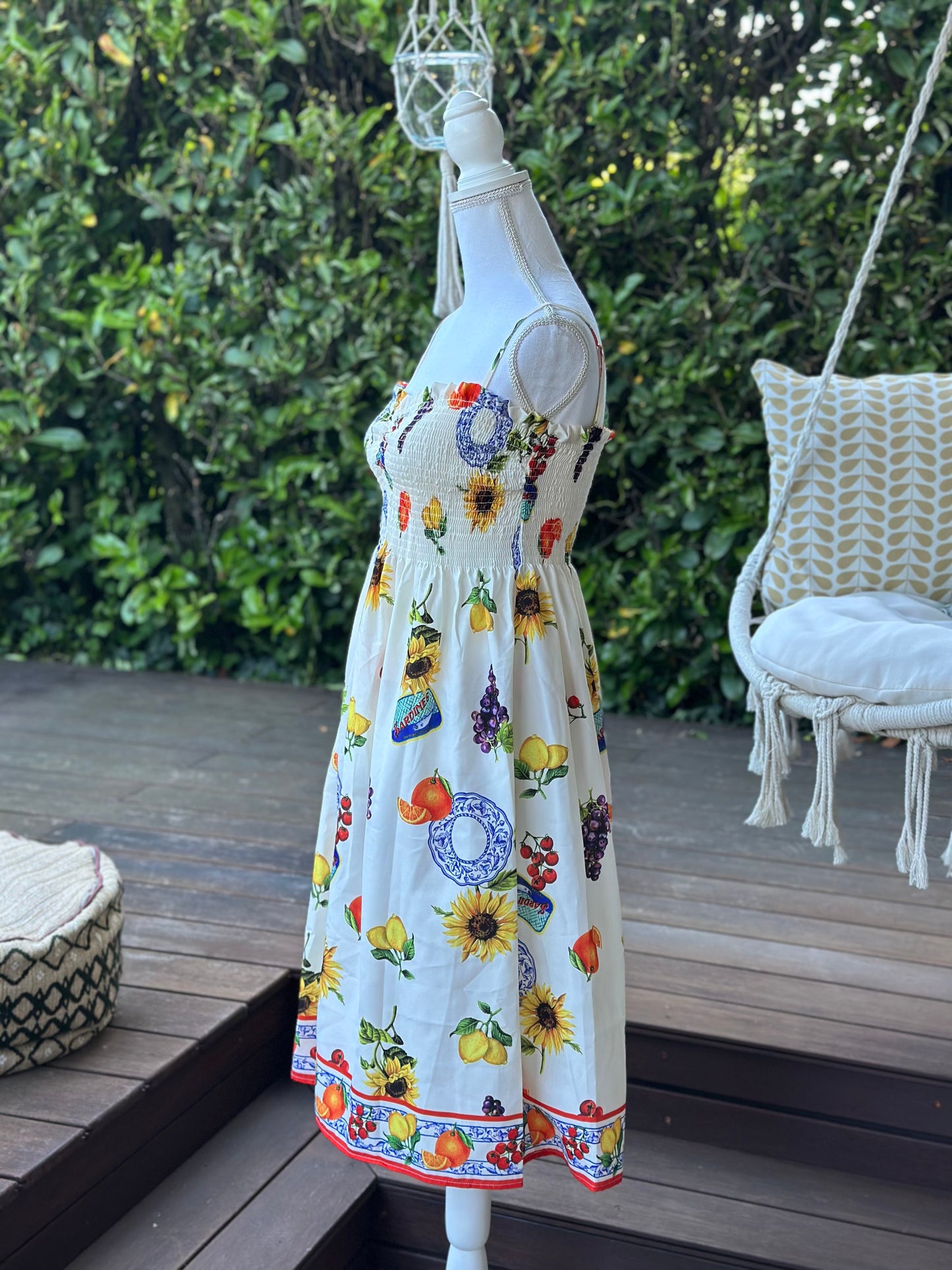 Robe d’été mi-longue imprimé fruits colorés T.36