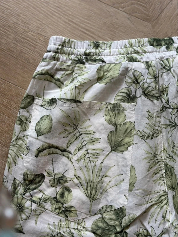 Pantalon fluide imprimé fleuri en coton léger T.34