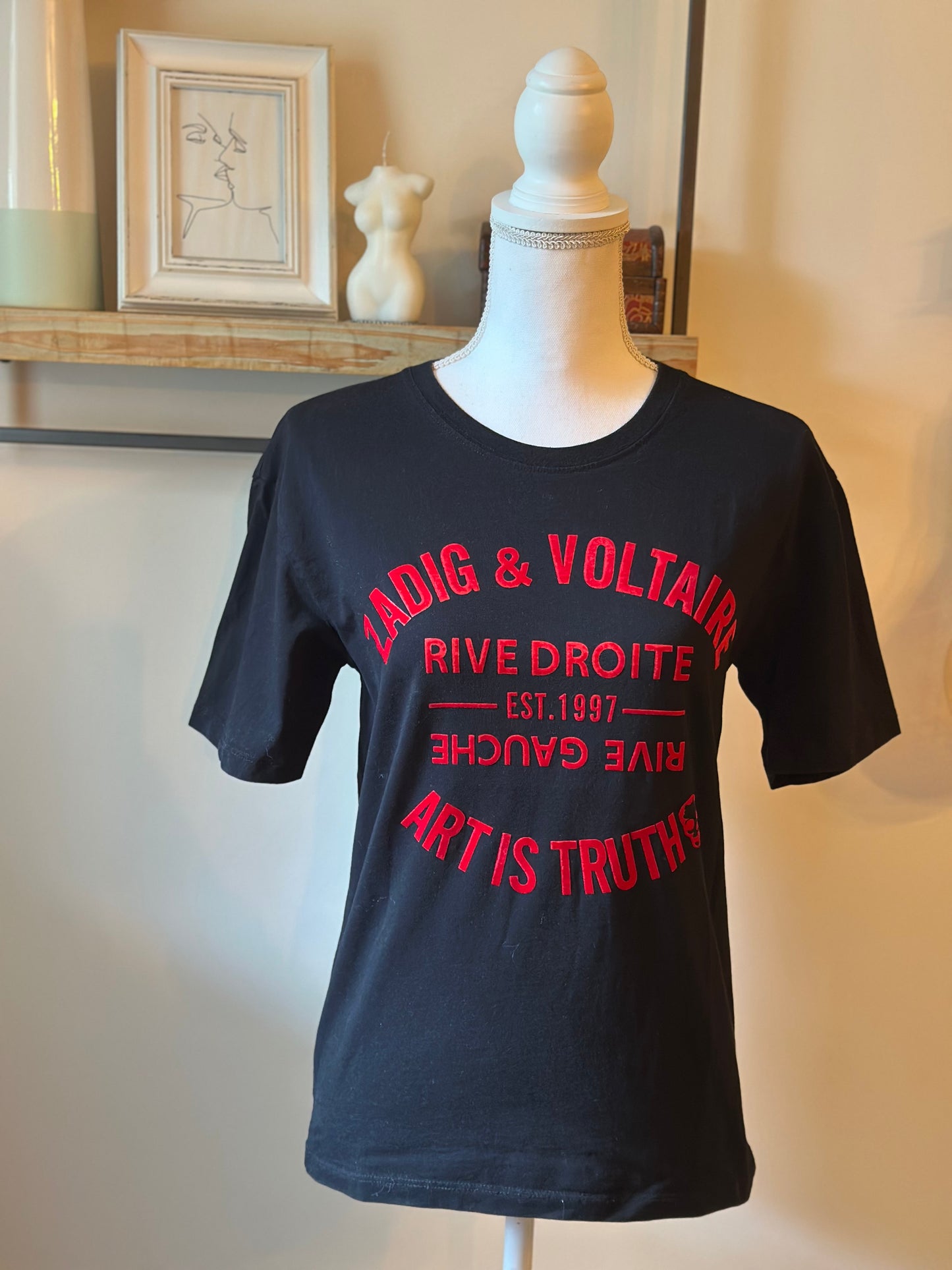 T-shirt noir en coton T.34/36