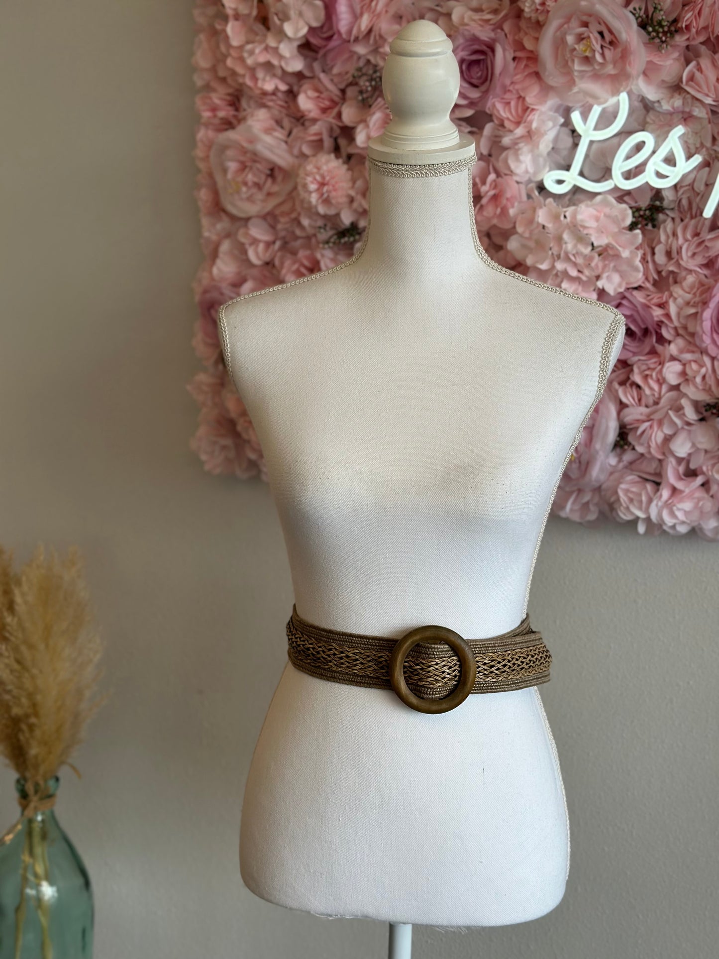 Ceinture large en raphia boucle à glisser modèle Jalissa