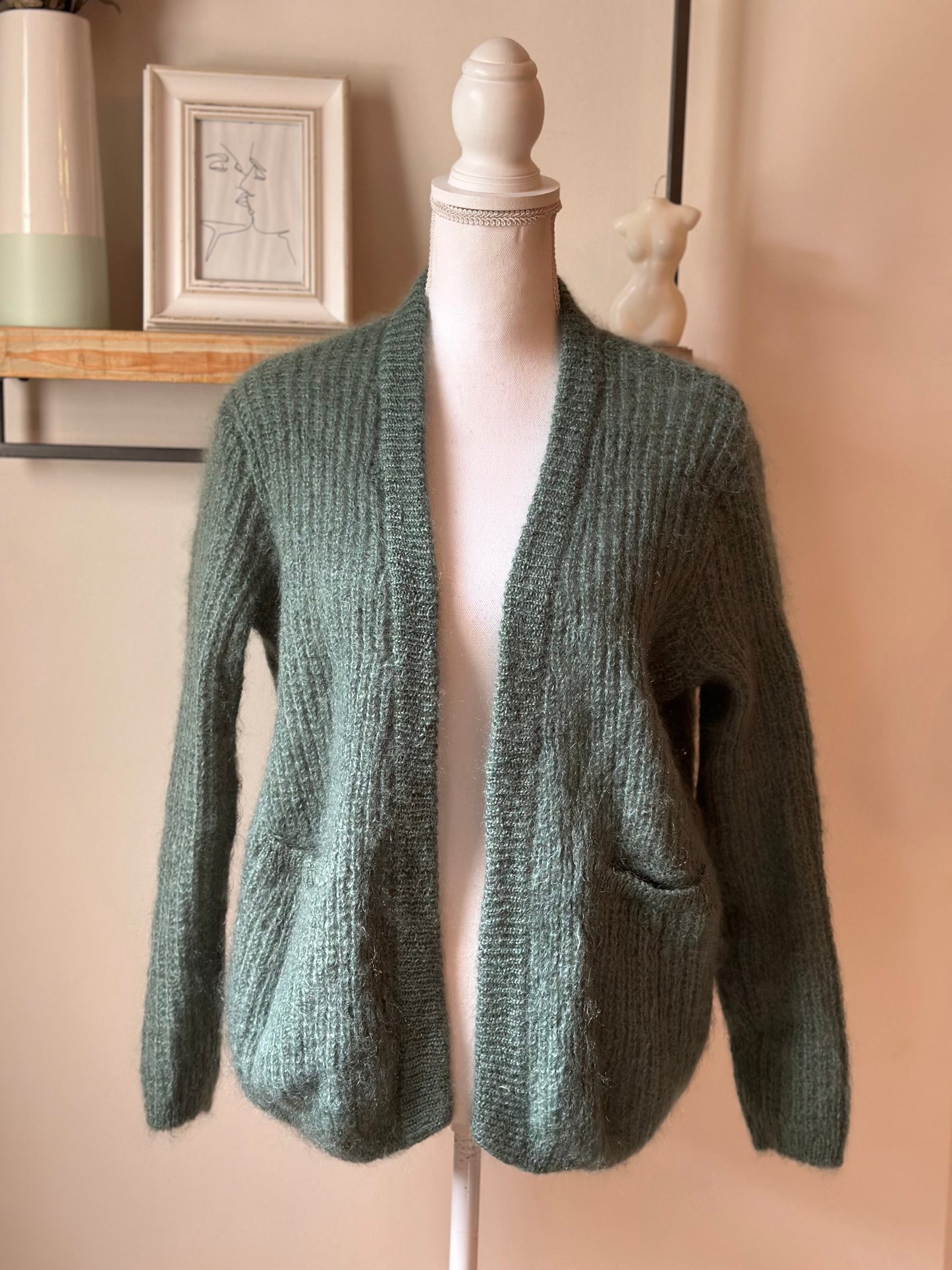 Gilet Delise vert clair mohair laine T.36