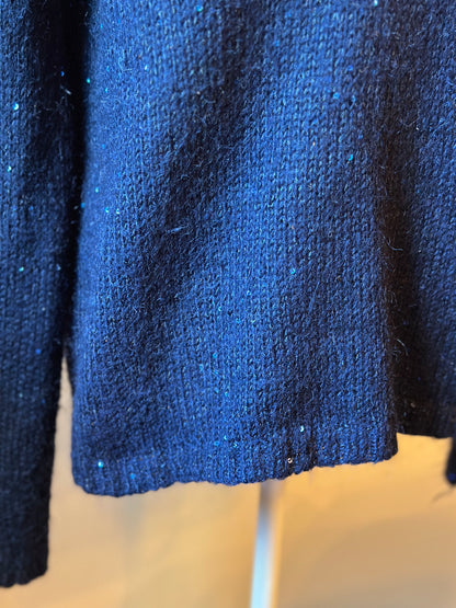 Pull à sequins mohair et laine bleu marine T.38