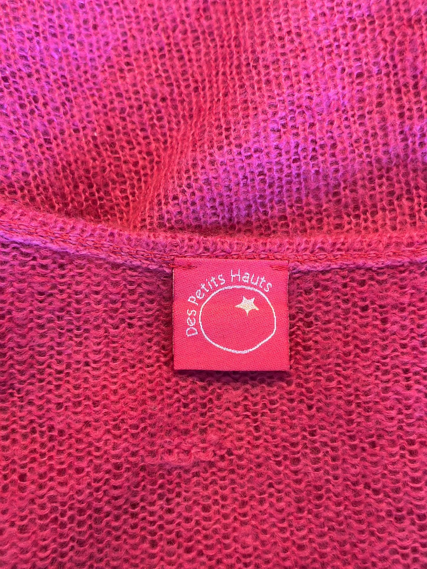 Pull maille fine mohair rose col cache-cœur T.36