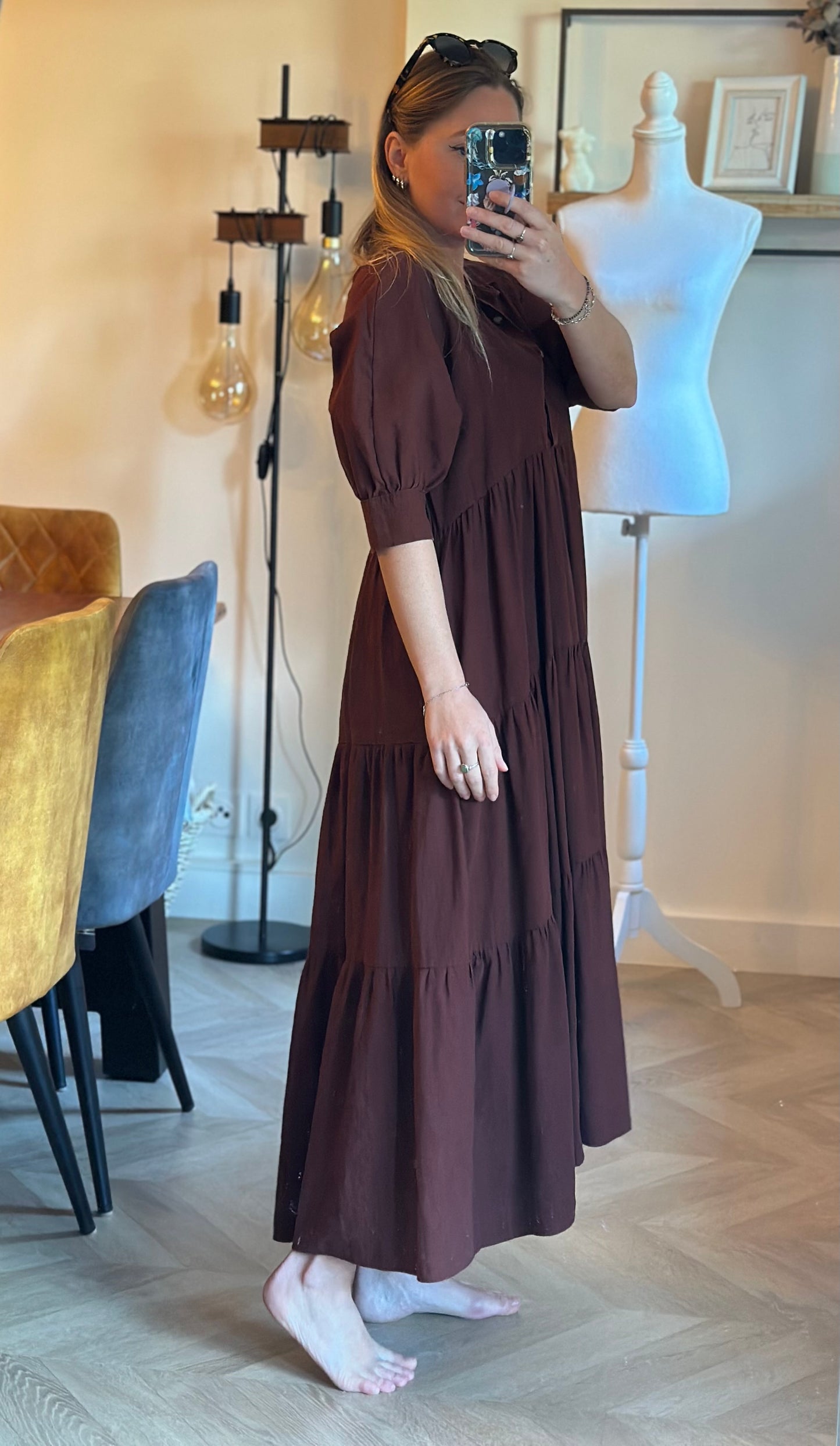 Robe mi-longue ample marron T.34 oversize