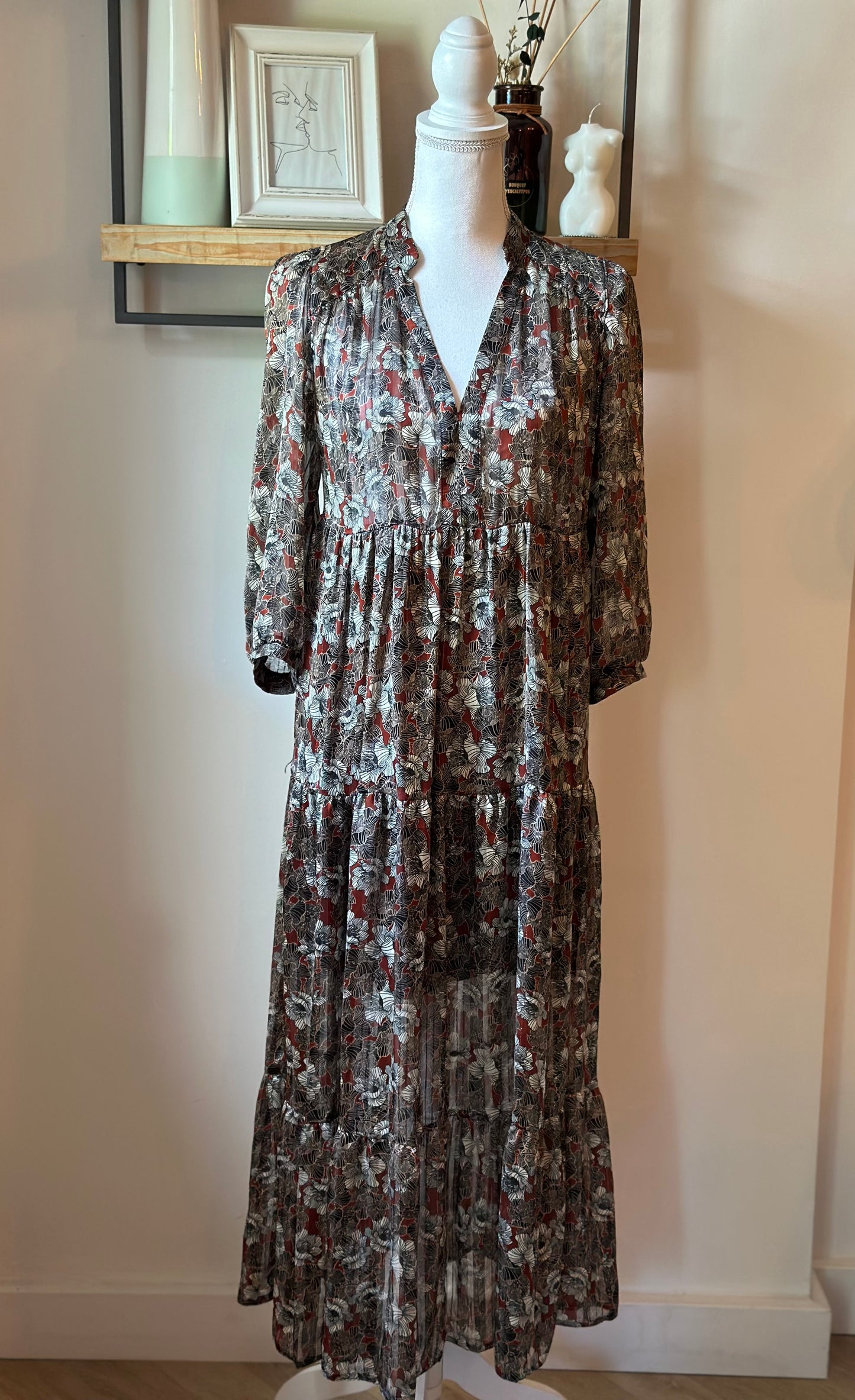 Robe longue fluide imprimé fleuri T.36
