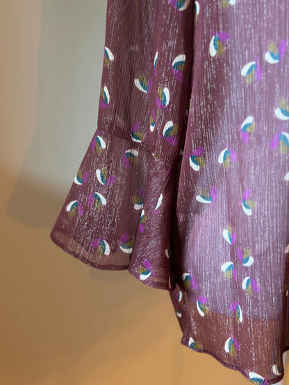Blouse fluide imprimée bordeaux motifs T.42