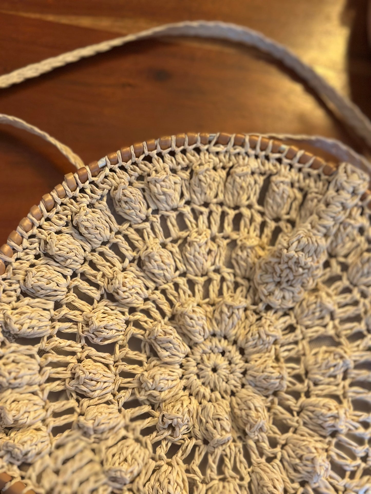 Sac bandoulière rond macramé fait main
