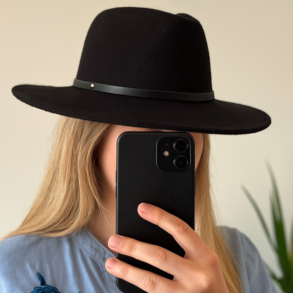 Chapeau en laine noir élégant femme taille 55/58 cm