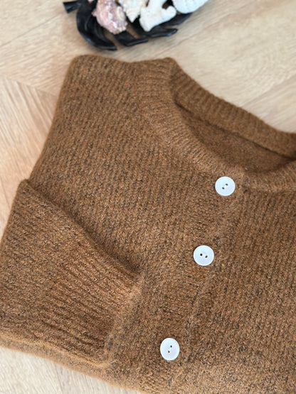 Gilet en maille douce laine mélangée coloris camel coupe oversize T.36/38
