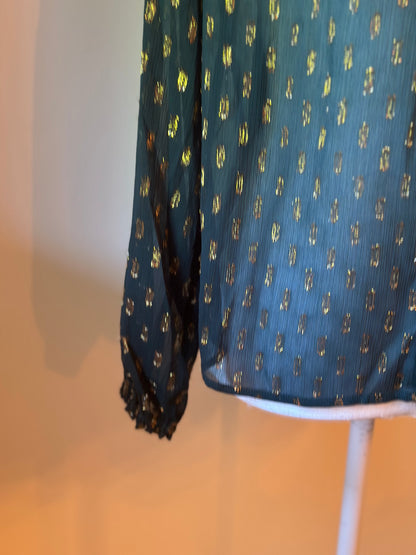 Blouse fluide noire détails lurex doré modèle Alexis T.36