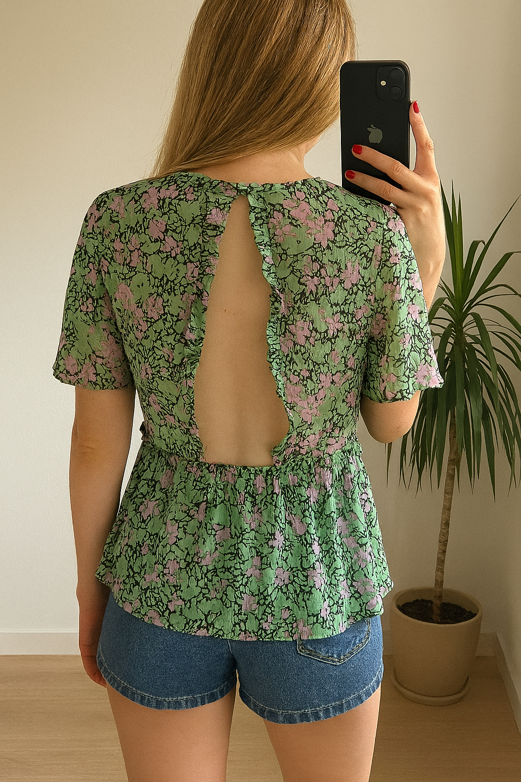 Blouse fleurie dos ouvert T.36