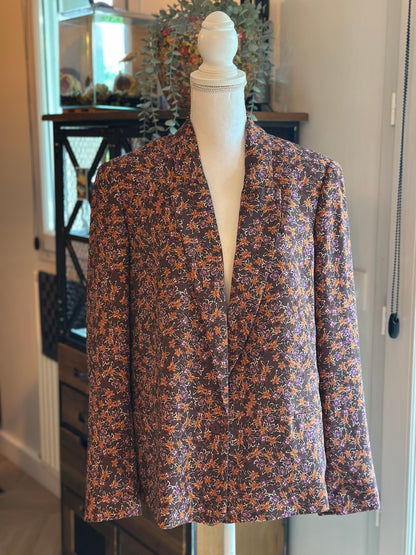 Veste blazer imprimé floral marron T.44