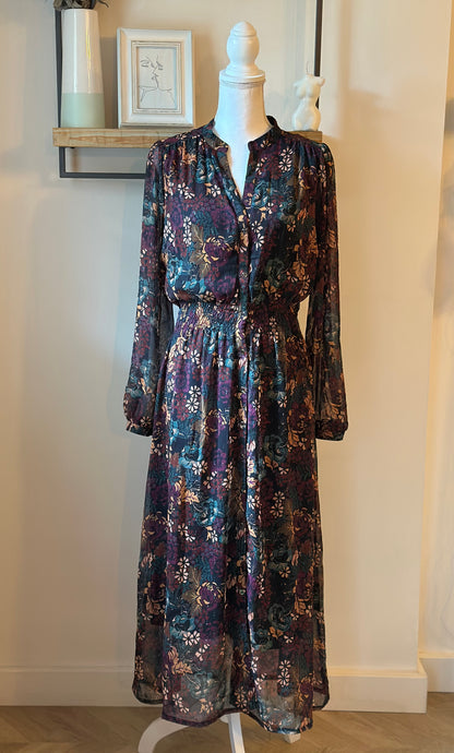 Robe longue fluide imprimé fleurs T.40
