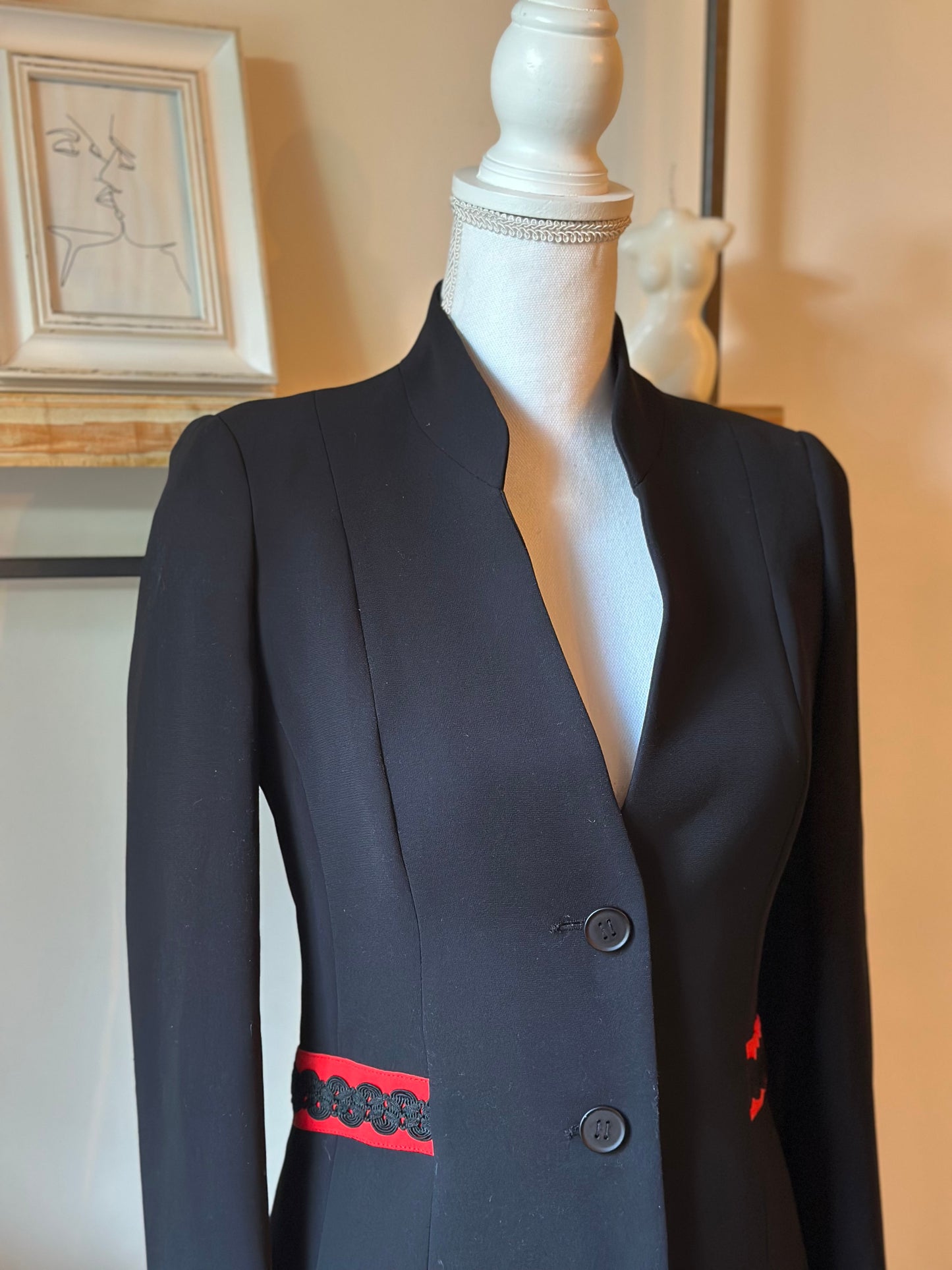 Blazer noir détails rouges fabriqué en France T.34
