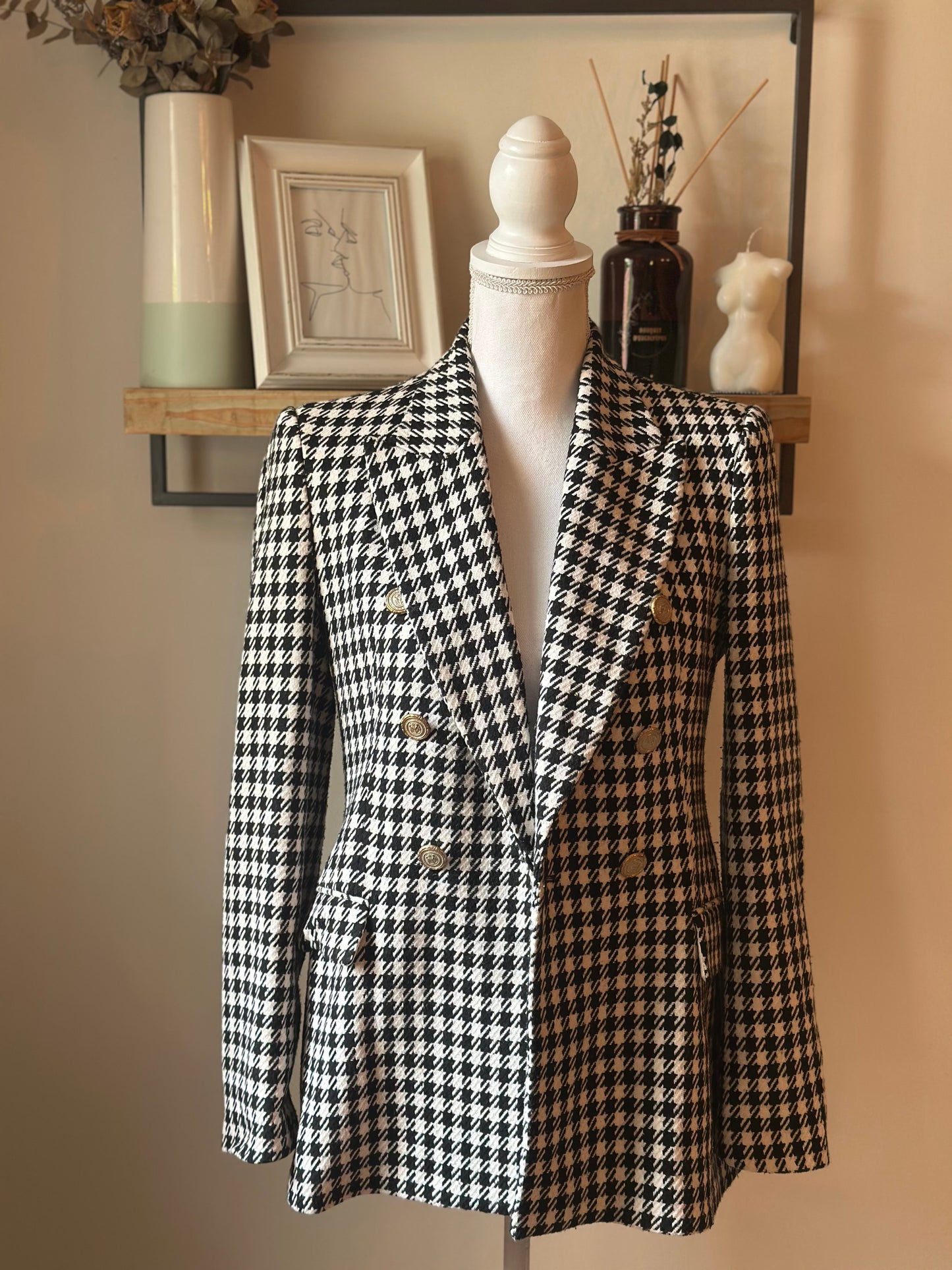 Blazer pied-de-poule noir blanc T.34